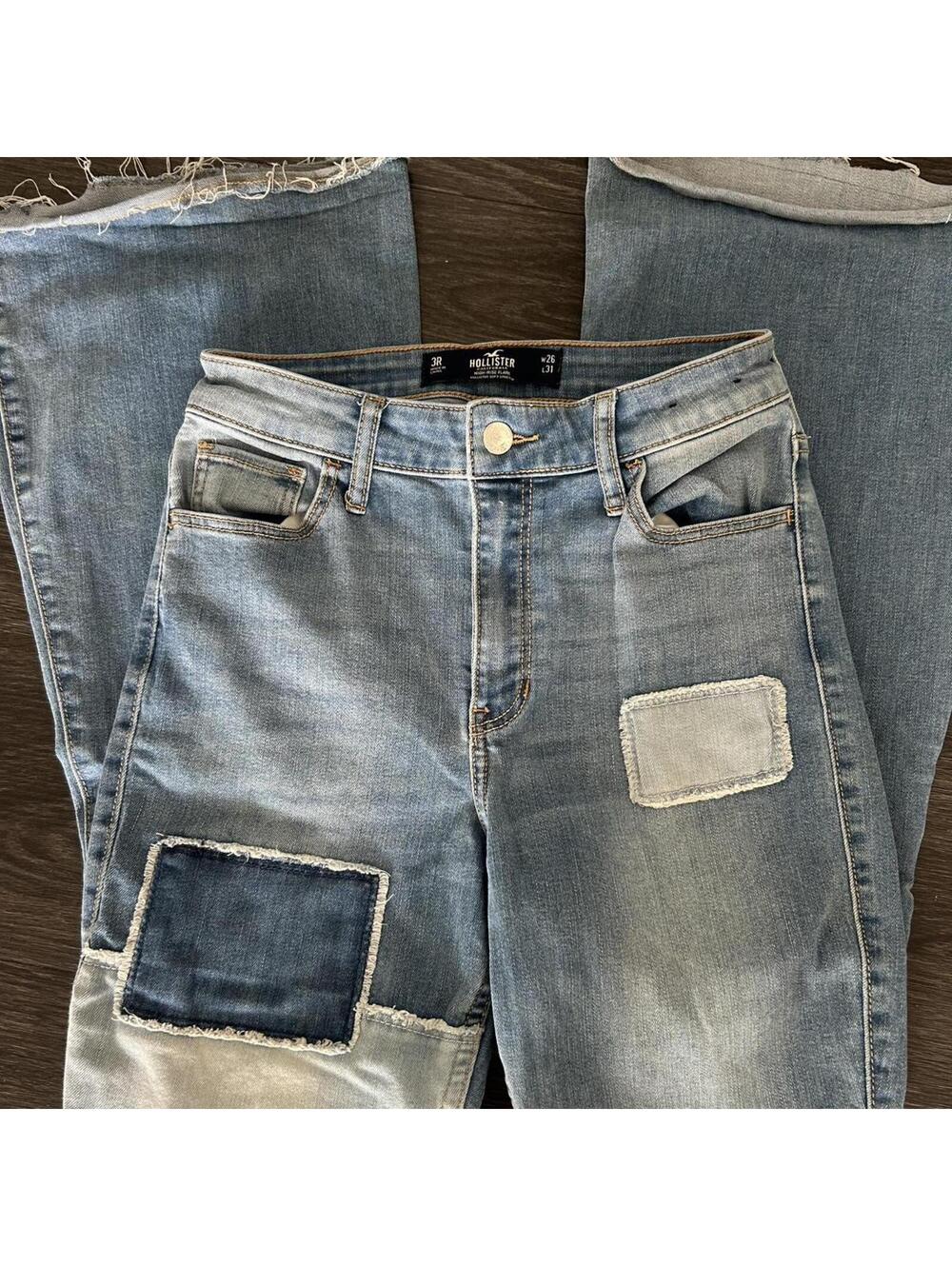 Hollister blue patchwork jeans